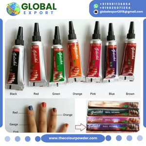 ผู้จัดจำหน่ายจากอินเดีย ยาสีเล็บโกเลชาแบบหลอด สีเล็บสมุนไพรหลากสี สำหรับสักลายชั่วคราวบนร่างกาย และตกแต่งเล็บเจ้าสาว - Product Image 6