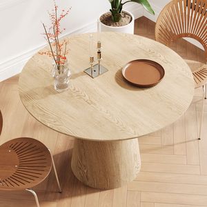 Tavolo da Pranzo Circolare Moderno Minimalista da 43 Pollici in Legno Naturale Colorato - Product Image 2