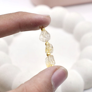 Connecteur à trois pierres en Citrine naturelle, breloque perlée plaquée or, pour la création de bijoux en pierres brutes, bracelets, colliers et artisanat DIY - Product Image 3