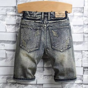 Shorts en jean droits mi-longs pour hommes, nouvelle collection été, 100 % coton écologique respirant, broderie vintage décontractée - Product Image 2