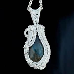 Labradorite Pendant Necklace Handmade Artisan Jewelry Gold Plated <b>Silver</b> <b>Wire</b> Wrapped Spiritual Gift for Her Women - Product Image 6