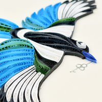 Carte de vœux faite à la main en quilling, thème Pie-mouchette à bec noir, avec enveloppe, thème animal, cadeaux spéciaux, décoration en papier