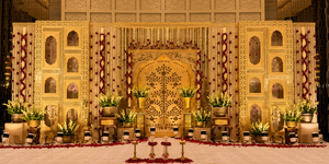 Panel Decorativo Jhronka Ligero y Personalizable para Escenario de Nikah, Marcos de Madera Premium para Escenario de Boda Dorado - Product Image 4
