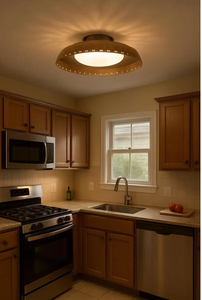 High End Mid Century Modern LED Brass Flush Mount <b>Ceiling</b> <b>Light</b> Vintage Style Dome Fixture <b>Retro</b> Metal Living Room - Product Image 6