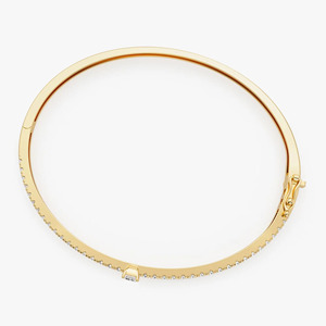 Yellow Gold Emerald Cut Lab Grown Diamond Tennis <b>Bangle</b> <b>Bracelet</b> - Product Image 2