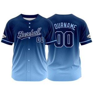 Maillot de baseball personnalisé pour équipe, uniforme par sublimation, col en V, manches courtes, 100 % polyester, grandes tailles, logo, nom et numéro personnalisés - Product Image 1