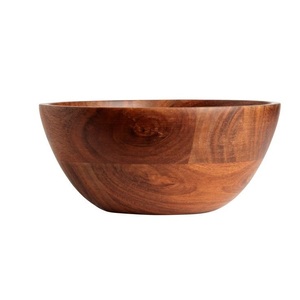 Modern Wooden Serving Bowl in Round Shape for Party Use Eco-Friendly Wood Handicraft with Customizable Options Natural Finish - Product Image 1