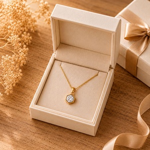 Colgante Solitario de Diamante Cultivado en Laboratorio con Corte Brillante Hexagonal, Oro Sólido de 10k, 14k, 18k, Claridad E, VVS, Engaste en Bisel, Joyería Fina - Product Image 1