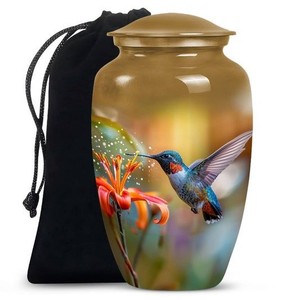 Rounded Lid Aluminum Urn for Human Ashes Adult Size - Curved Cover Metal Cremation Urn - Dome Top <b>Memorial</b> <b>Vase</b> for Funeral - Product Image 2