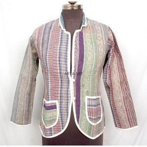 Indian Cotton Vintage Kantha <b>jacket</b> with <b>mandarin</b> <b>collar</b> and pockets button Autumn/Winter High Quality Quick Dry Plus <b>Jacket</b> - Product Image 1
