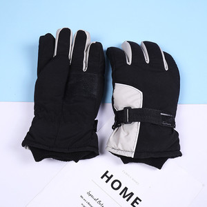 Guantes de esquí de dedo completo, negros, de poliéster, con aislamiento térmico, cierre de gancho y bucle, unisex, para esquí de invierno - Product Image 6