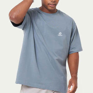 Camiseta de Algodón 100% de Lujo de Alta Calidad al por Mayor, Lisa, con Cuello Simulado, Oversize, Estilo Vintage y Hombros Caídos - Product Image 4