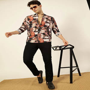 Camisas de manga larga antiarrugas de alta calidad para hombre 2024, estilo lavado con estampado Digital de calle a la moda para el verano de los adolescentes - Product Image 1