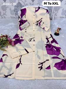 Conjunto de Kurti y Pantalón de Algodón de Primera Calidad con Estampado para Uso Casual, Tendencia en Moda, Compra en Línea en India - Product Image 6