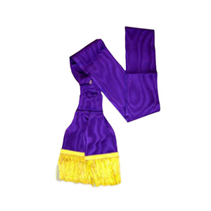 Écharpe traditionnelle de la Croix Rouge de Constantine, violette avec franges dorées, franges dorées de qualité supérieure pour les insignes - Product Image 1