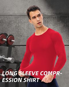 Men Breathable MMA Rash Guard Compression Shirt Crew <b>Neck</b> Long Sleeve Athletic Rash Guard <b>For</b> Gym Training Running Cycling Top - Product Image 5