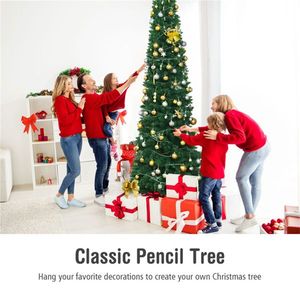 Albero di Natale a Matita Sottile da 2,7 m con 1500 Rami Realistici in PVC e Finitura Floccata, Design Salvaspazio per Angoli Piccoli - Product Image 4