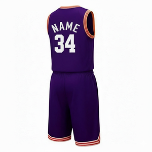 Custom Purple Basketball Jersey Set Sleeveless Sublimated Team Name 34 Unisex Adult Athletic Wear <b>Mesh</b> Fabric - Product Image 2