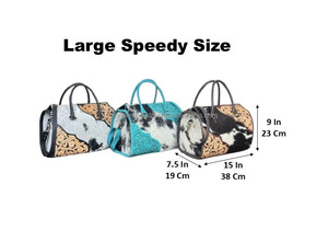 Sac de voyage week-end en cuir véritable 100 % fait main, motif floral sculpté, personnalisé, style élégant, sac Speedy, vente chaude - Product Image 2