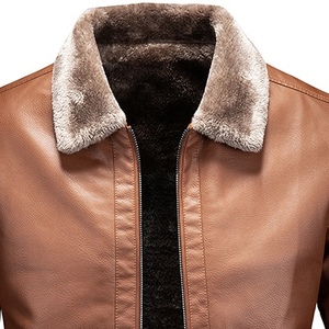 Blouson en cuir pour homme, style motard, en peau de mouton naturelle, coupe ajustée, col montant personnalisé, imperméable et réversible - Product Image 2