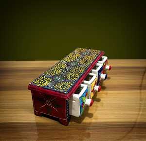 Mini Gabinete de Madera Hecho a Mano con Cajones de Cerámica, Organizador Decorativo de Almacenamiento para el Hogar y la Oficina - Product Image 1