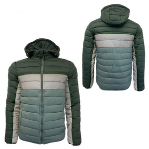 New Men's Hooded Puffer Jacket Blue Gray Color Blocking Windproof Polyester Winter <b>Coat</b> Casual Outdoor Wear Hiking Trekking <b>Coat</b> - Product Image 6