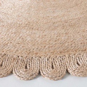 Tapis artisanal écologique, antibactérien, antidérapant, adapté aux animaux, réversible, style bohème, tissage plat, rembourré, géométrique, en laine et jute - Product Image 6