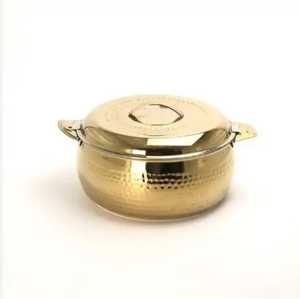 Chauffe-plat isotherme en acier inoxydable doré martelé pour casseroles – Chauffe-plats et casseroles dorés haut de gamme - Product Image 1