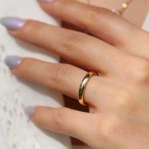 Classic Dome Wedding Band <b>Ring</b> <b>Plain</b> High Polish Custom 14K 18K Solid Gold 2mm 3mm Unisex Stacking Comfort Fit Factory Wholesale - Product Image 2