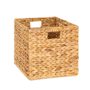 Natural Water Hyacinth Laundry <b>Basket</b> Set Large <b>Square</b> Storage <b>Basket</b> With Handle Eco Friendly Woven Laundry Hamper OEM ODM - Product Image 2