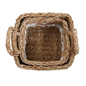 <b>Set</b> of Two <b>Square</b> Seagrass Baskets Handmade Storage Basket Wholesale eco-friendly Made in Viet Nam - Product Image 3