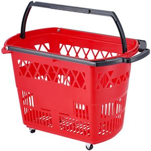 Cesti per la spesa in plastica personalizzati da 6 pezzi con ruote da 39L per grande capacità e portabilità - Product Image 1