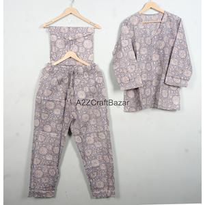 Elegante Conjunto de Pijama de Algodón con Estampado Floral de 2 Piezas, Manga Larga, Cuello en V, Cintura con Cordón Ajustable, Ropa de Dormir Informal - Product Image 5
