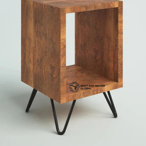Solid Wood Open Bedside <b>Table</b> <b>with</b> Hairpin Legs Rustic Modern Nightstand <b>with</b> Minimalist Storage Cube Mid-Century Side <b>Table</b> - Product Image 6