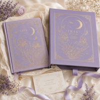Carnet de notes LABON Iris Moon personnalisé, couverture rigide or et violet lavande, journal esthétique de luxe, papeterie en gros, cadeau