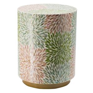 Modern Round Side Table Featuring <b>Stools</b> Mother of Pearl Hand Made Natural Shell Mosaic <b>Wooden</b> Furniture Luxury - Product Image 3
