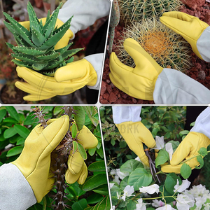 Nouveaux gants de jardinage longs jaune-gris style minimaliste avec poignet réglable pour l'entretien du jardin - Product Image 5