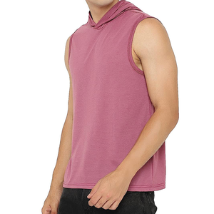 2026 <b>Men's</b> <b>Pink</b> Sleeveless Hooded Solid Color Knitted Casual Top Regular Fit <b>Hoodie</b> Available For Online Sale Now In Low Price - Product Image 2