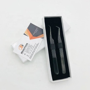 แหนบต่อขนตาแบบมืออาชีพ MOQ ต่ำ รับทำโลโก้  ด้ามจับเพชรพลาสม่าสีดำ สแตนเลสสตีล ยี่ห้อ Beautivia International - Product Image 5