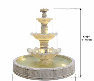 Fuente de Agua Moderna para Exteriores, Tallada a Mano en Mármol Blanco, con Luces LED, Fácil de Instalar, de Primera Calidad, para Jardín o Patio - Product Image 3
