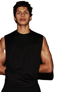 ชุดกีฬาโพลีเอสเตอร์ย้อมสีพิมพ์ลายระบายอากาศได้เสื้อยืดแขนกุดมองเห็นได้ชัดเจนสำหรับผู้ชายเสื้อยิมวิ่งขายดีที่สุด - Product Image 2