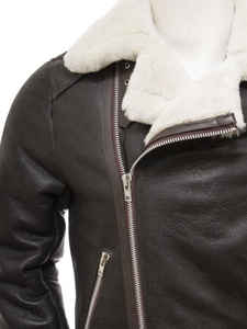 Men's Black PU Leather Jacket With Faux Fur Collar Button Closure Moto Style Winter <b>Coat</b> - Product Image 6