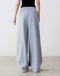 Pantalones de Pierna Ancha de Cintura Alta para Mujer, Corte Holgado Informal, Largos, con Cordón, Color Sólido, Tejido de Algodón y Elastano, Estilo Otoñal - Product Image 5