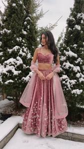 Divyam Creation <b>Red</b> Embroidered Spandex <b>Lehenga</b> Choli Floor-Length Traditional Indian Wedding Dress Women's Regular Fit - Product Image 3