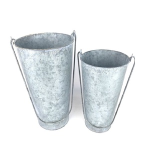 Fresh Arrival Multi-Purpose Vintage Farmhouse Style <b>Chrome</b> Plated Galvanized Iron Flower Pot Vase Buckets Storage - Product Image 4
