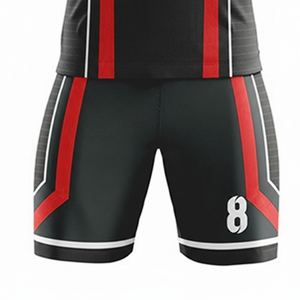 Custom Sublimated Soccer Jersey Men's V-Neck Short Sleeve Moisture Wicking Black <b>Red</b> <b>Striped</b> Athletic Fit Adult Uniform - Product Image 6