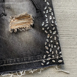 New Style Streetwear Custom Jeans <b>Men's</b> Clothing Fashion Ripped <b>Patch</b> <b>Men</b> Pants Straight Denim Jean <b>Shorts</b> <b>Men</b> Wholesale - Product Image 4