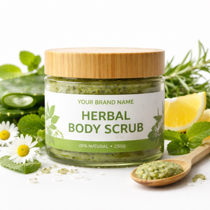 Gommage corporel aux herbes, exfoliant et polissant pour la peau, aux extraits végétaux, vente en gros, nettoyage en profondeur, soin corporel, OEM ODM, marque privée - Product Image 1