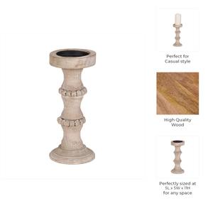 Support de bougie artisanal en bois rustique fait main pour table, cheminée, entrée, décoration de maison - Product Image 3