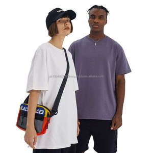 Grande taille épaule tombante 100% coton lourd Street Wear luxe de haute qualité t-shirt avec la coutume unie - Product Image 1